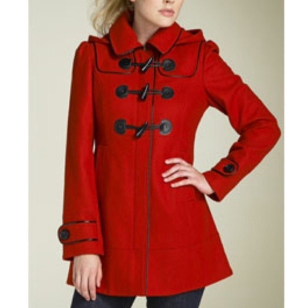 Red Guess wool peacoat